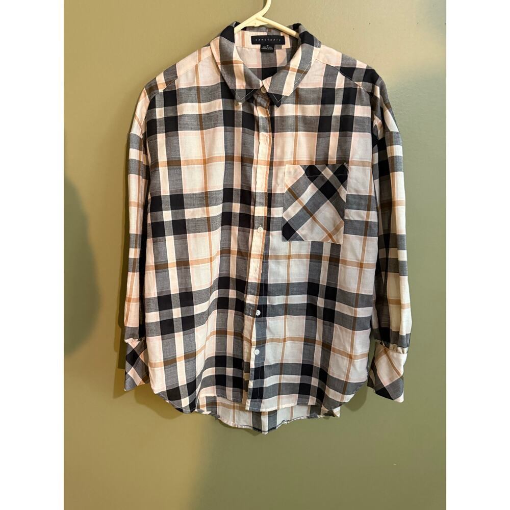 Sanctuary nova check print blouse womens M‎